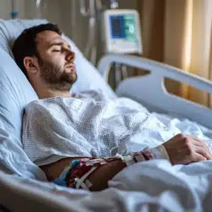 A injured man in an hospital