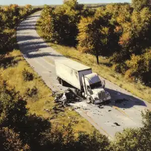 A truck accident on a road.