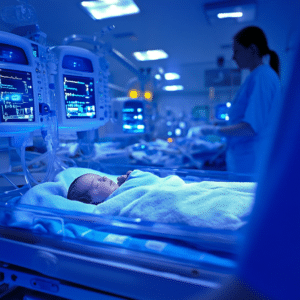 newborn baby in a neonatal intensive care unit (NICU)